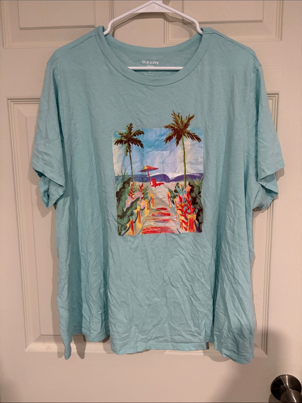 Old Navy Seafoam blue Palm Beach Graphic Tee